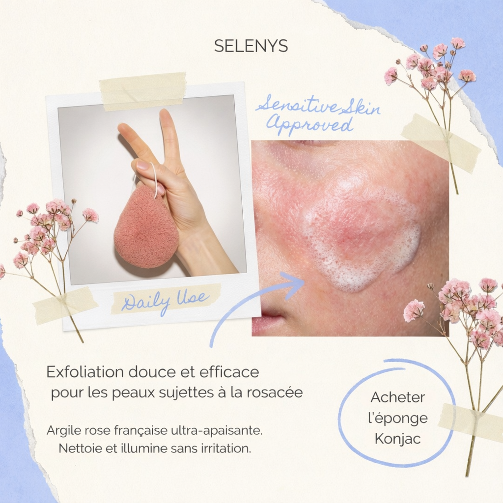 Selenys™ Éponge Konjac à l'argile rose française